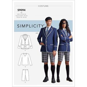 Simplicity Sewing Pattern 9094 Unisex Adult School Uniform Cosplay Costume 34-42